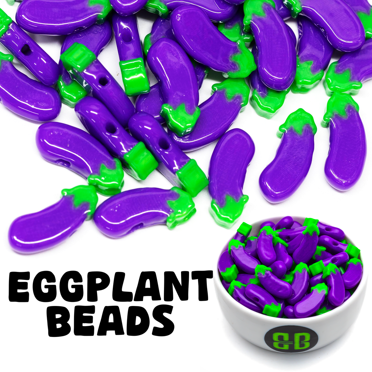 Eggplant Emoji Beads