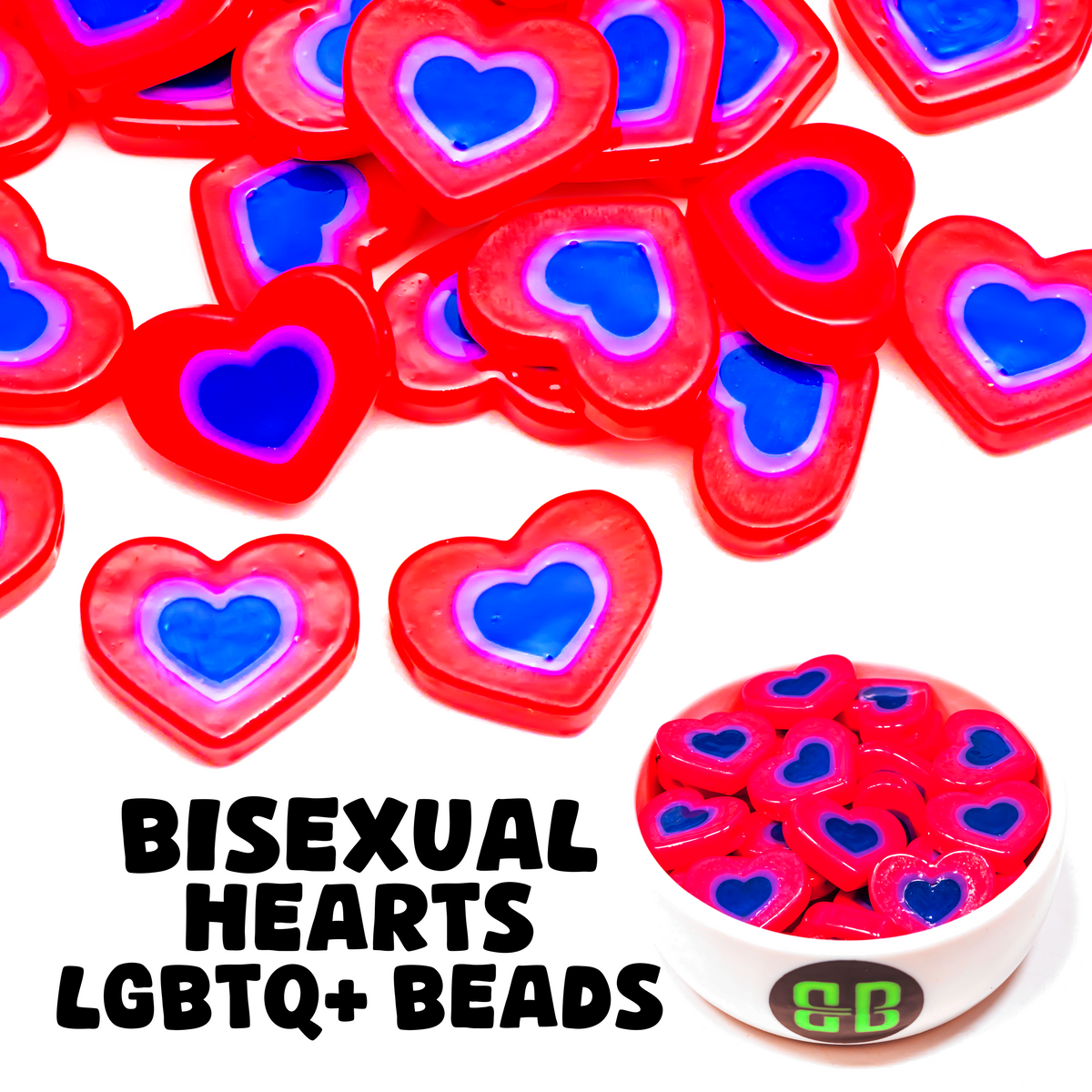 Bisexual Pride Heart Beads