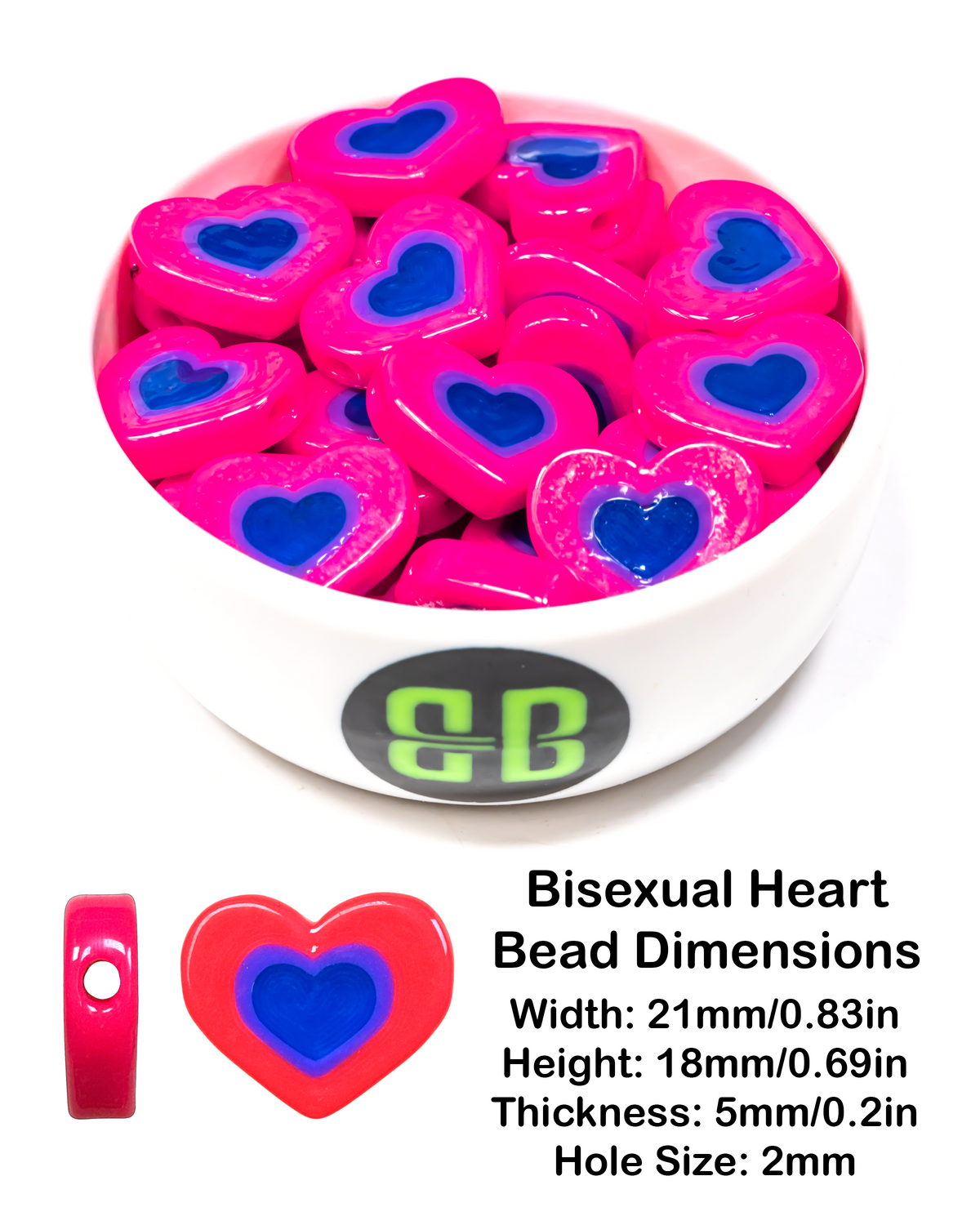 Bisexual Pride Heart Beads