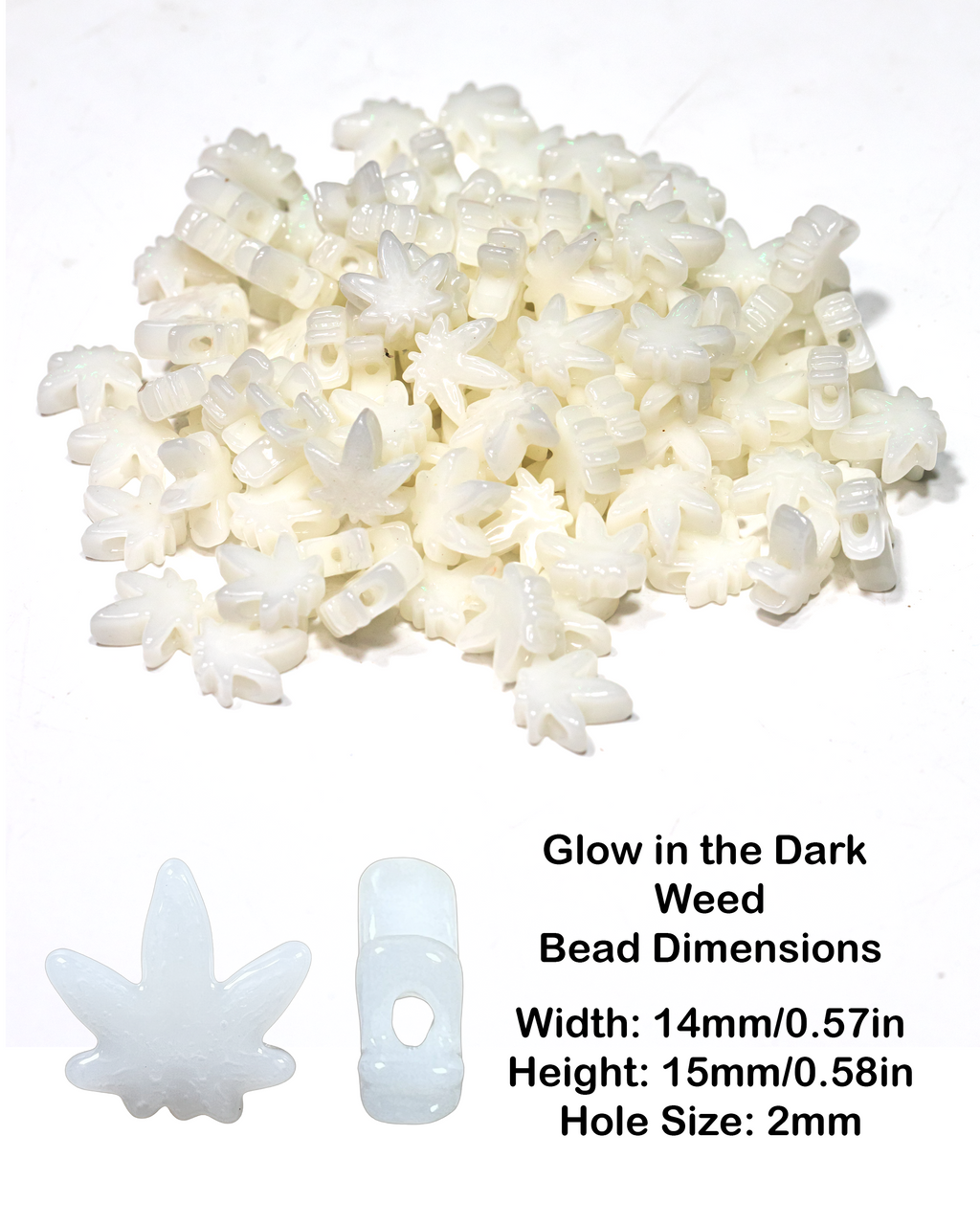 Glow in the Dark Weed Leaf Beads
