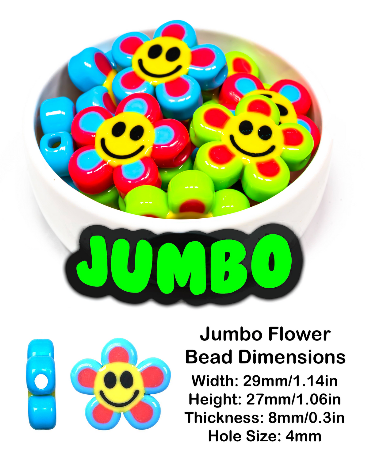Jumbo Smiley Flower Beads