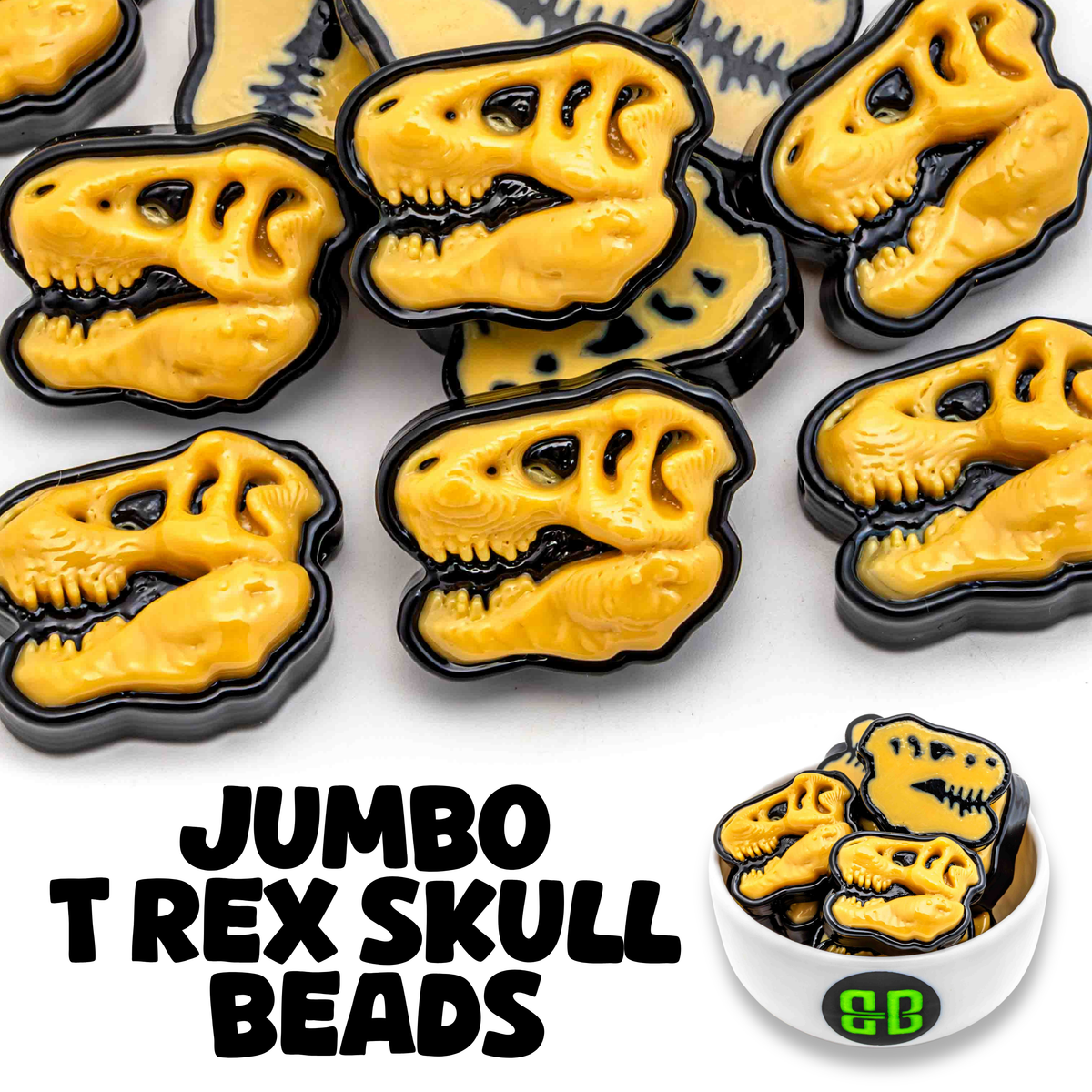 Jumbo T. Rex Skull Fossil Beads