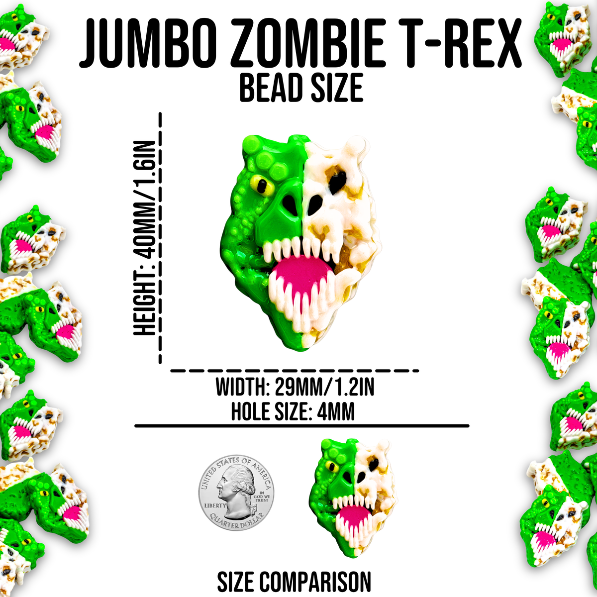 Jumbo Zombie T. Rex Beads