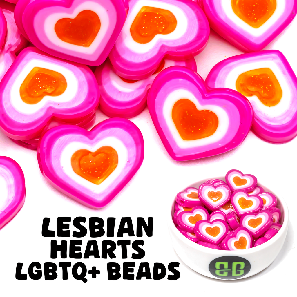 Lesbian Pride Heart Beads