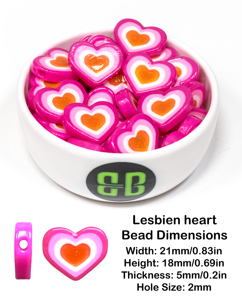 Lesbian Pride Heart Beads