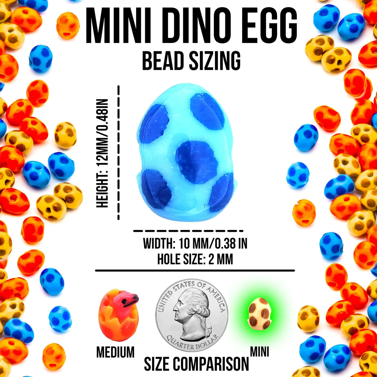 Mini Dino Egg Beads