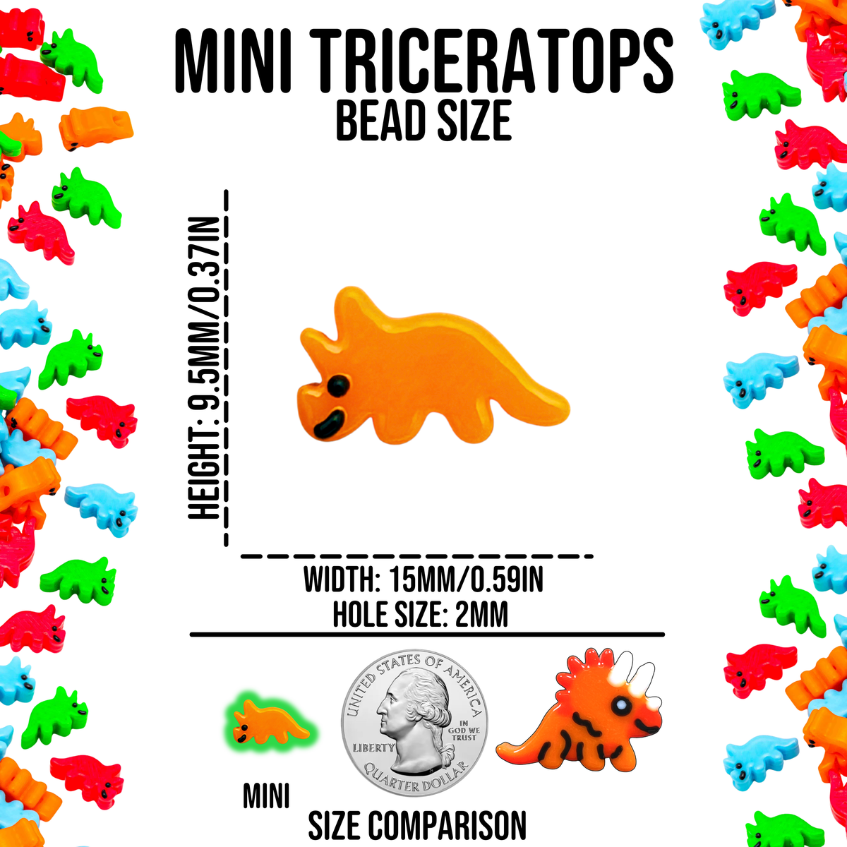Mini Triceratops Beads