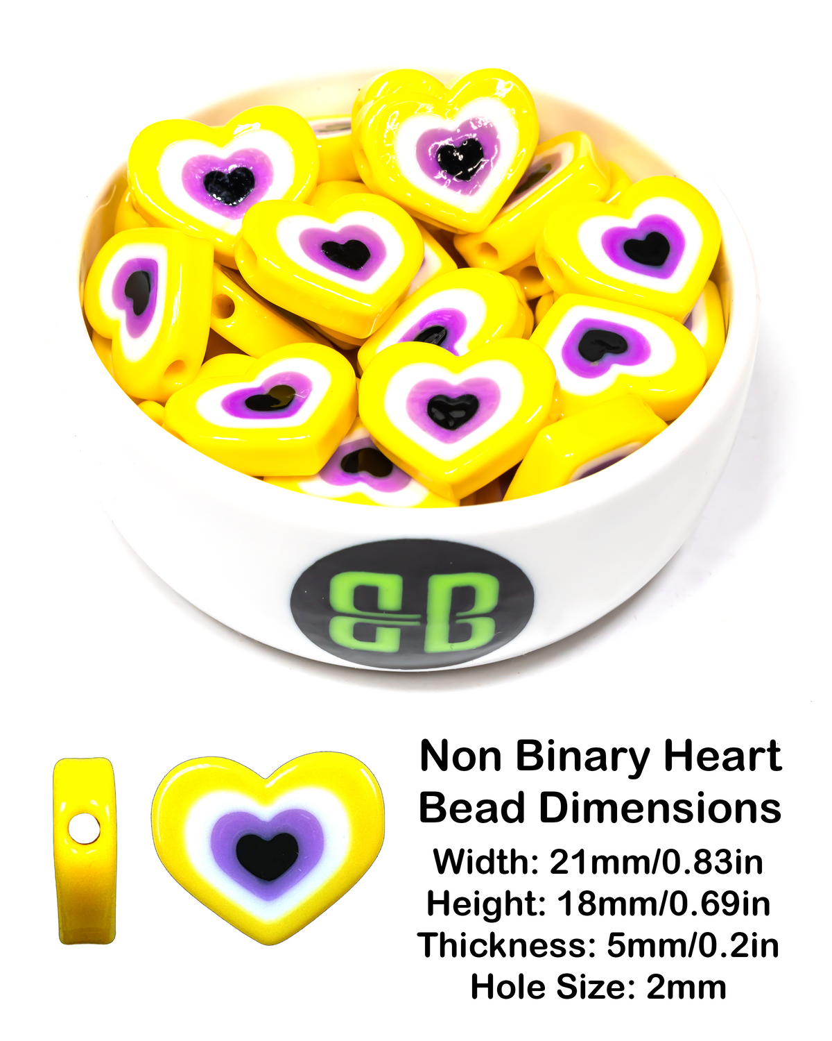 Nonbinary Pride Heart Beads