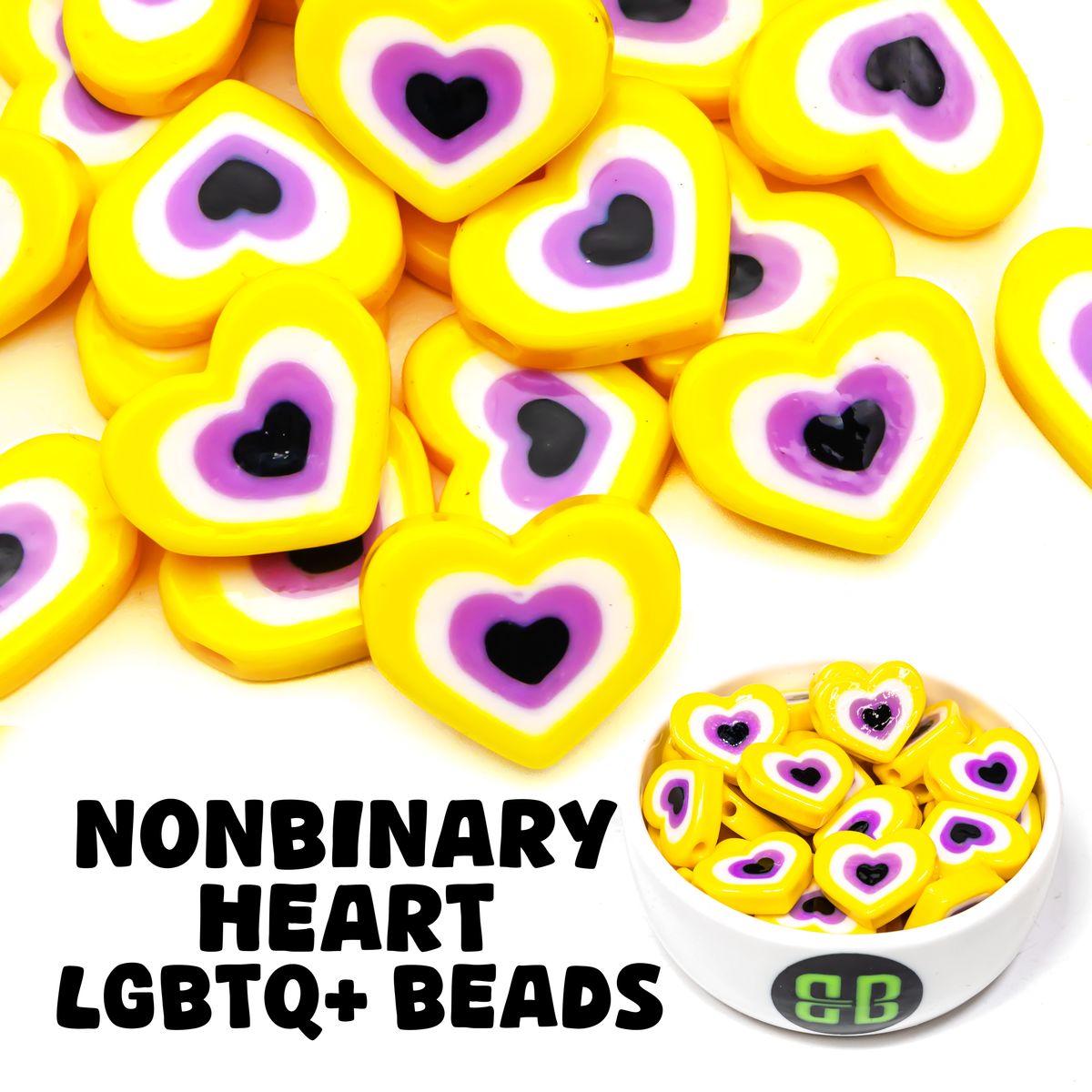 Nonbinary Pride Heart Beads