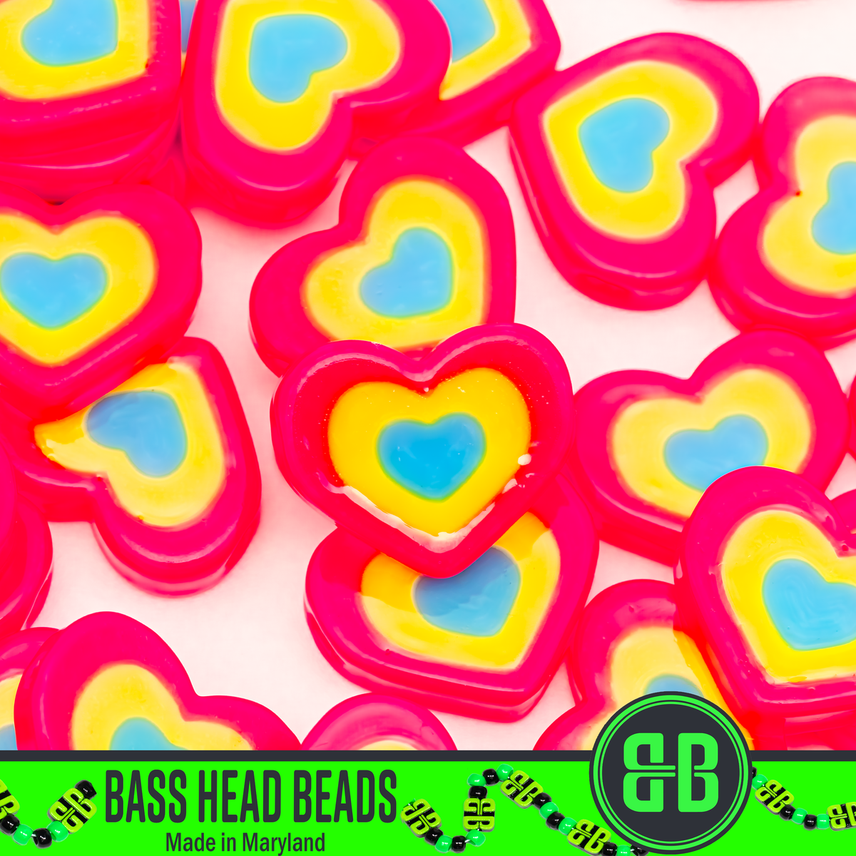 Pansexual Pride Heart Beads