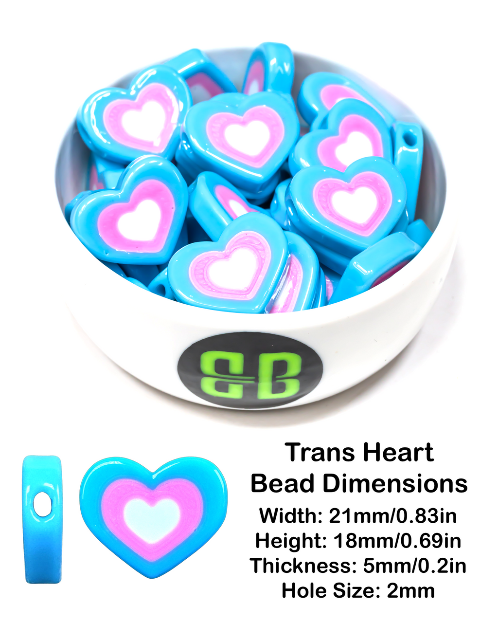 Trans Pride Heart Beads