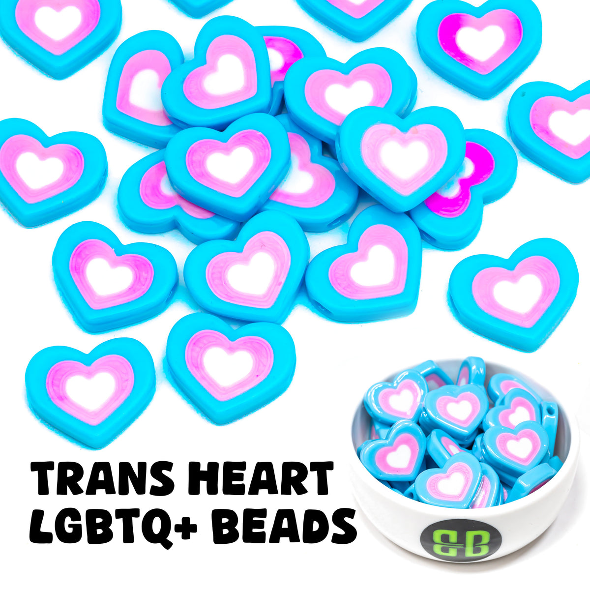 Trans Pride Heart Beads