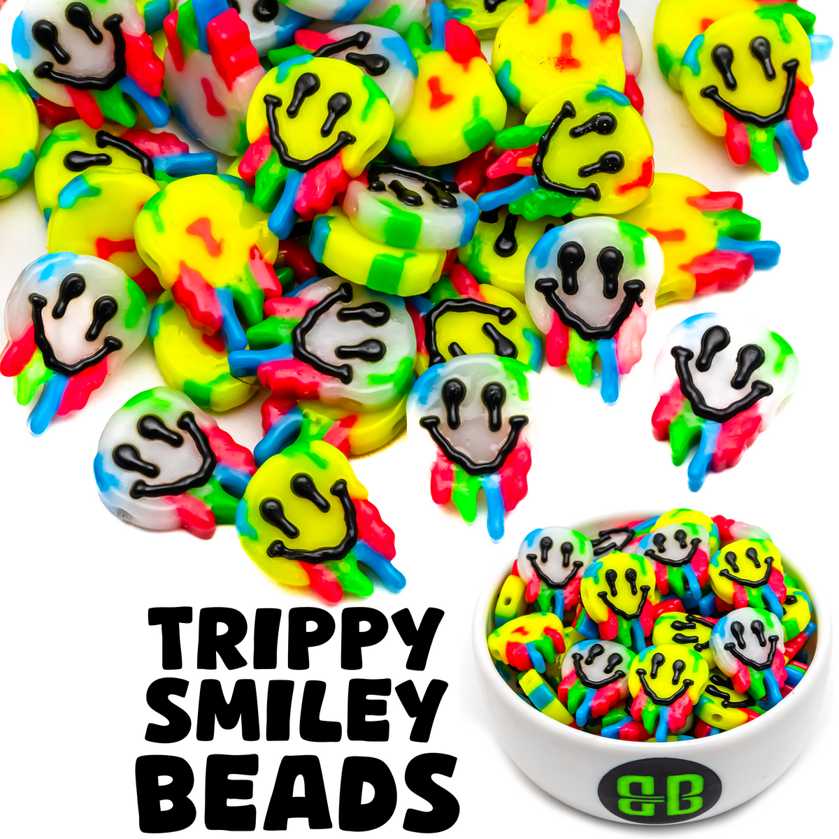 Trippy Smiley Face Beads