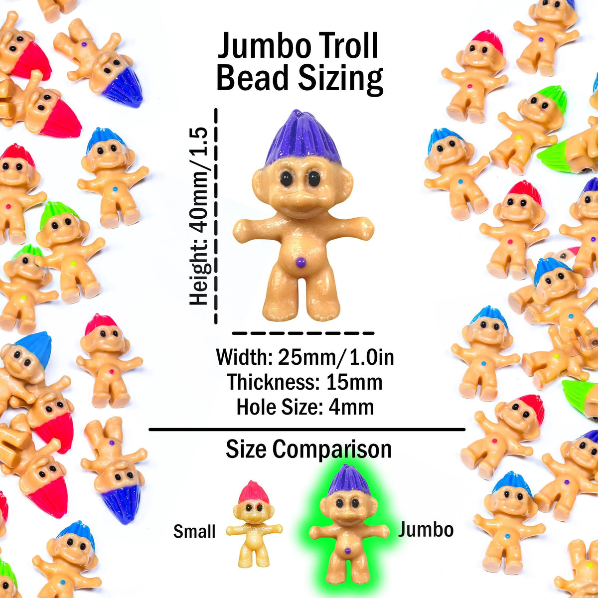 Jumbo Troll Doll Inspired Beads