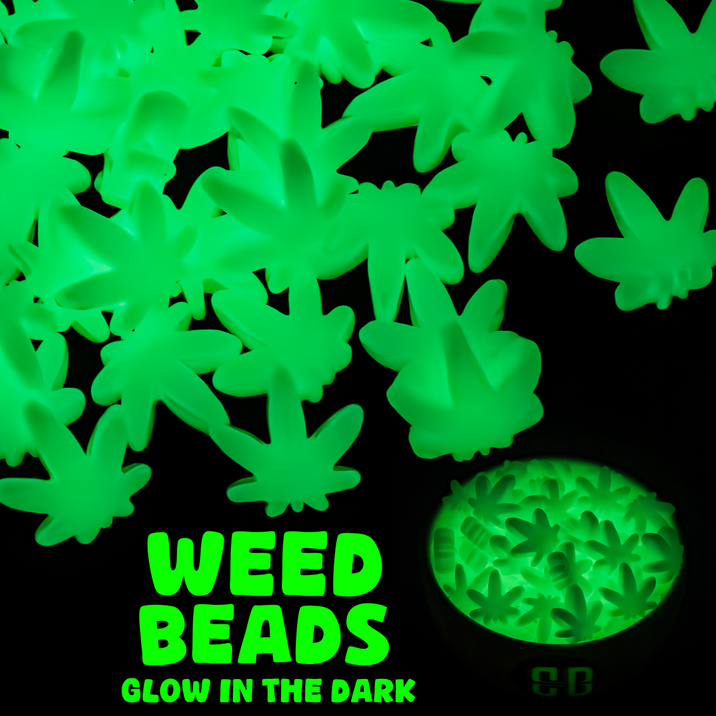 Glow in the Dark Weed Leaf Beads